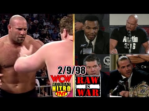 WCW Nitro Vs WWF RAW February 9 1998 Full Breakdown Goldberg Vs Regal Hogan V Savage WM PC
