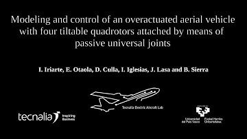 An overactuated aerial vehicle with four tiltable quadrotors attached by means of universal joints