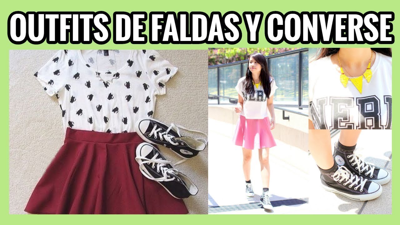 OUTFITS FALDAS CON TENIS, ZAPATILLAS DEPORTIVAS CONVERSE | LOOKS CON FALDA CASUALES - YouTube