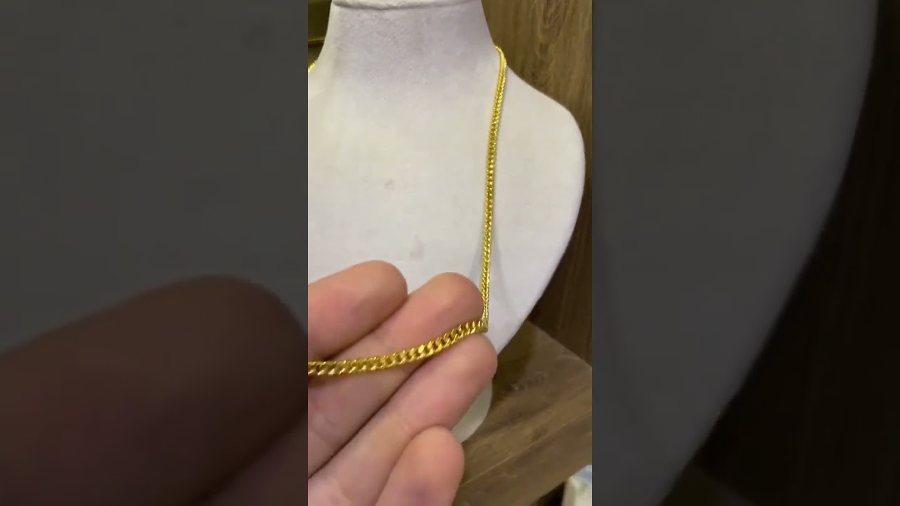 22k Real Gold Curb Chain Necklace 