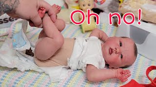 Morning Routine for Baby - Changing POOP Diaper | Feeding Crying Reborn Baby Doll