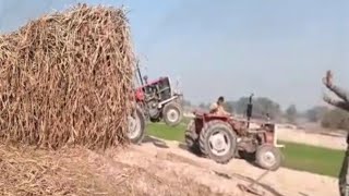 ٹرالی پھنس گی آگے والی گاڑی بند ڈرائیور بال بال بچا|sugarcane heavy trolley|farm| agricultural