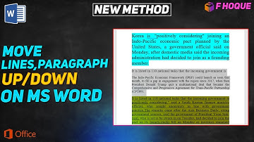 Shortcut key to move lines and paragraph Up/Down in ms word | F HOQUE |