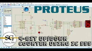 4-Bit Up/Down Counter using IC 555 l Proteus software