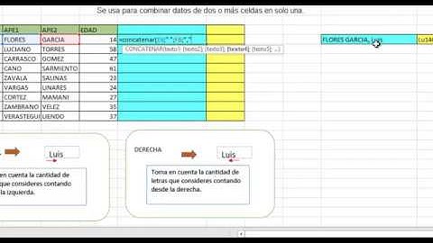 Función concatenar en Excel 2016