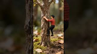 Tiny Tree Climbing Gone Wrong 😳 Slipped but Still Made It! #miniatureworld #youtubeshorts #tinyworld