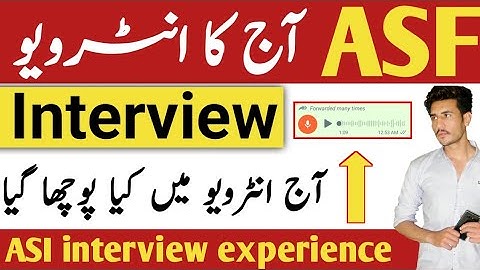 Asf interview questions 2024 || Asf today interview experience || Asf aj ka interview Aladdin tareen