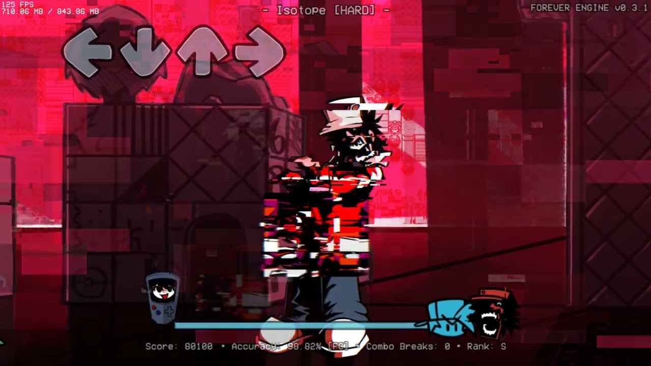 Isotope(Lullaby FNF V2 mod,Vs Glitchy Red Scrapped