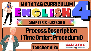 MATATAG English 4 Grade 4 Quarter 3 Lesson 6 Process Description (Time Order: Procedural)