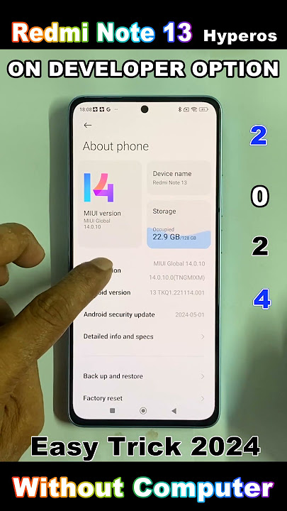 HOW TO OPEN DEVELOPER OPTIONS ON REDMI NOTE 13 HYPEROS WITHOUT PC 2024 ✅  #smartphone