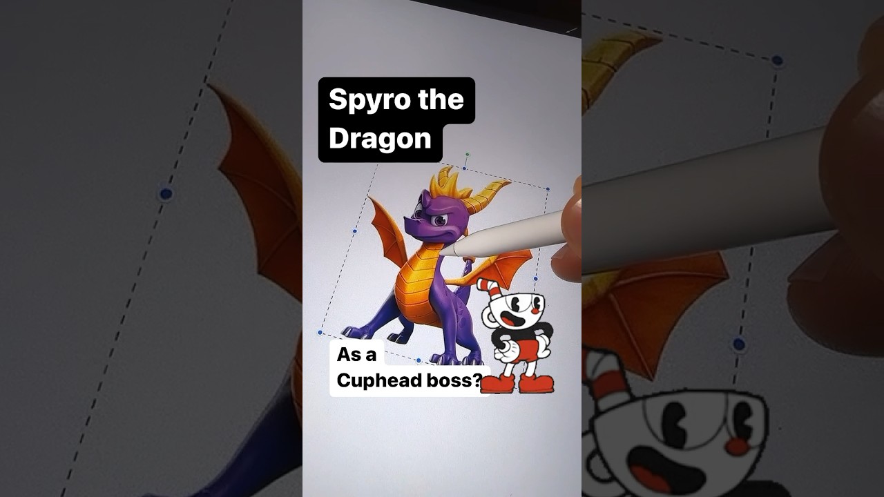 How to draw Spyro the Dragon in Cuphead art style 