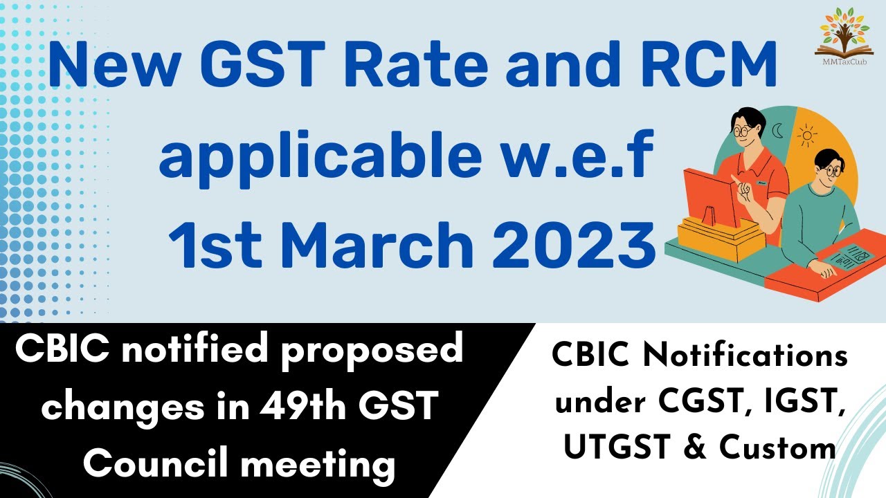 New GST rate and RCM applicable from 1st March 2023 CBIC notified