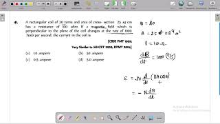 A rectangular coil of 20 turns and area of cross- section 25 sq cm has a resistance of