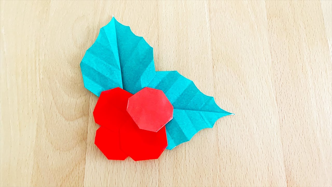 折り紙 柊の葉っぱ 簡単な折り方 クリスマス飾りの作り方 ゆいのおりがみ研究室 折り紙モンスター