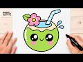 How to Draw a Cute Kawaii Coconut ????✨ | Easy Cute Digital Illustration