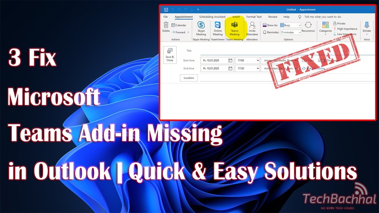 (FIXED) Microsoft Teams add-in missing in Outlook - YouTube