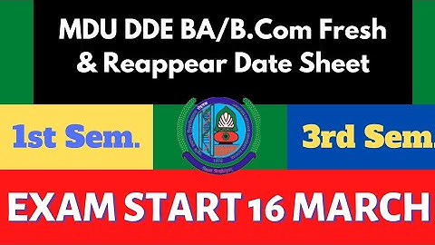 MDU DDE UG 1st & 3rd Fresh Exam Session July 2021