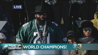 Jason Peters Speaks At Championship Ceremony