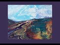 Fluid Acrylic Pouring, Tilted Swiped & Skewered Awesome Landscape Blue Sky Day #5360 -7.05.19