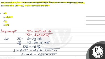 The vector \( \hat{i}+x \hat{j}+3 \hat{k} \) is rotated through an angle \( \theta \) and is dou...