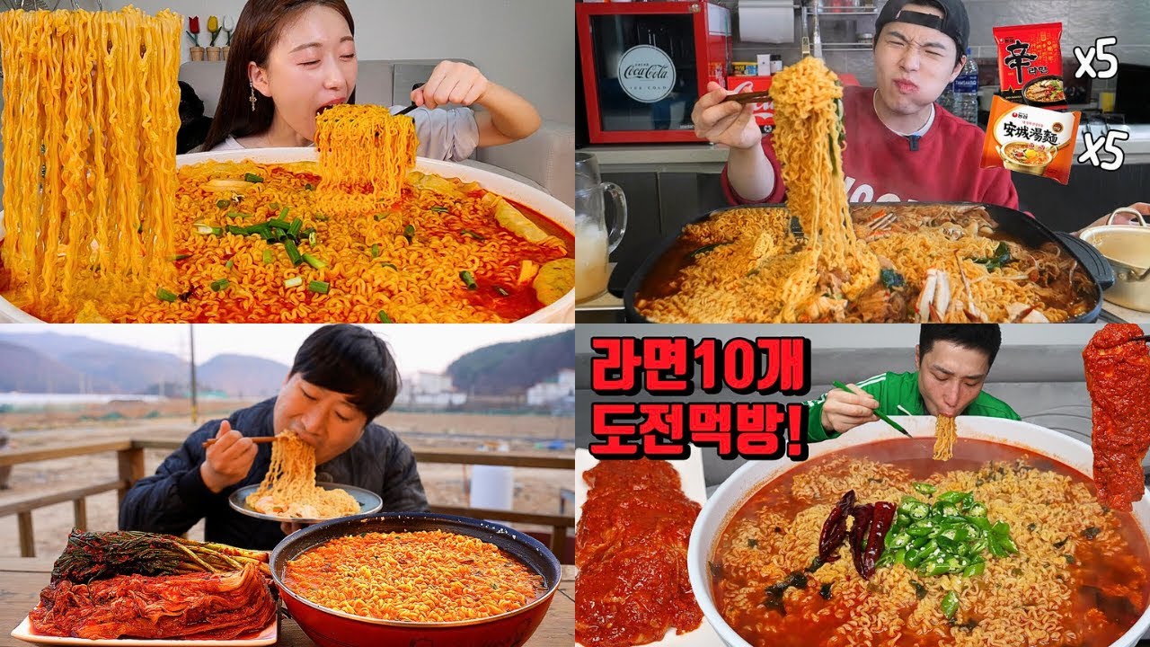 🔥 5X SPICY INSTANT NOODLES + 5 EGGS! 🤤 | Green Onion Kimchi MUKBANG Eating Show | BIG BITES ASMR 🍜🔥