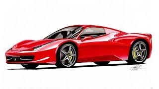 This time i'm drawing a ferrari 458 italia. it took me about 3 hours
to draw. i really like the italia and it's one of my favourite cars
made by ferrari....