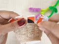 Mini jute basket 🧺 inspired by pintrest #diy #craft #gujjuartandcraft #craftideas