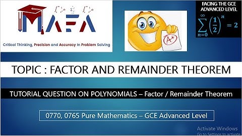 THE CONCEPT OF REPEATED ROOTS OF A POLYNOMIAL - TUTORIAL QUESTION