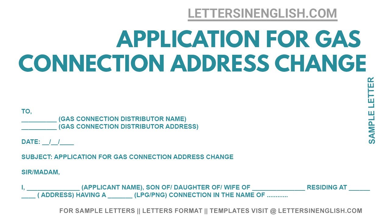 application letter for change of name in gas connection