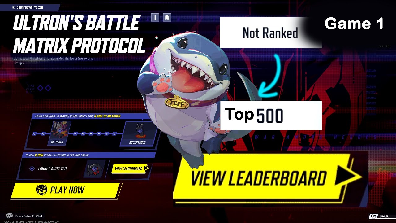 Ultron Matrix Ultron Matrix Protocol - Jeff, the Looter! Goal: Top500 (Game 1 ...