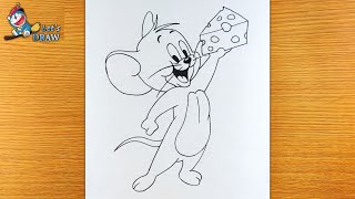 VERY EASY ! how to draw JERRY for KIDS || How to draw Jerry mouse from Tom and Jerry step by step screenshot 5