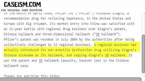 Viagra in China: A Prolonged Battle over Intellectual Property Rights  Case Solution & Analysis