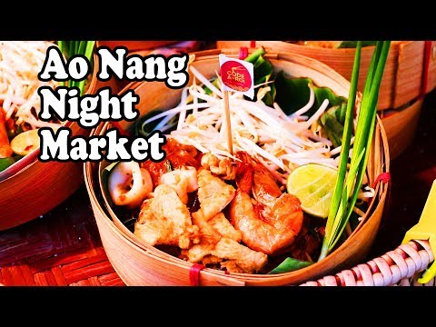 Ao Nang Night Market. Delicious Thai Street Food in Krabi Thailand. Ao Nang Landmark