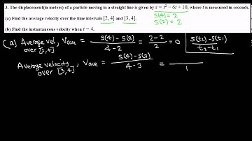 CalculusI: Average velocity and Instantaneous velocity using limit definition