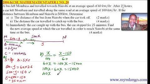 2006 KCSE MATHEMATICS PAPER 1 NO 20