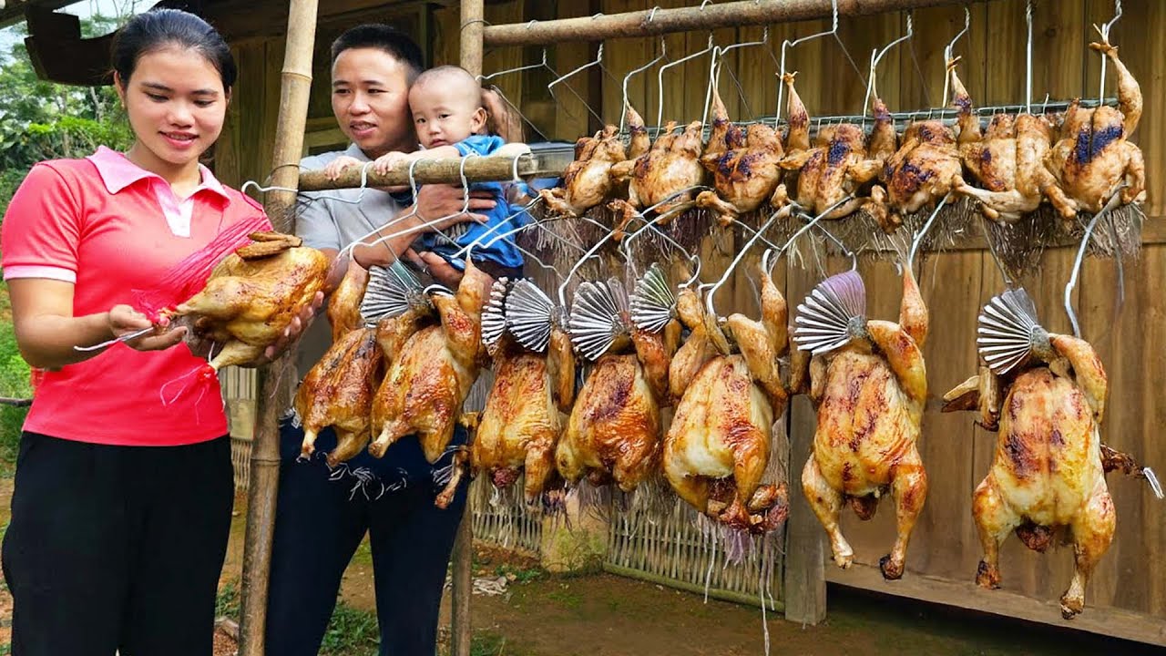 How to Make Whole Grilled Chicken at Home - Cooking with Husband | Trieu Thi Thuy