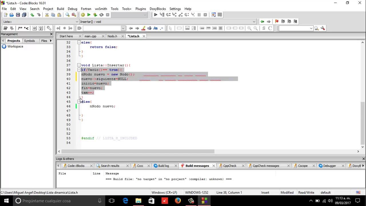 Como programar una lista dinamica en