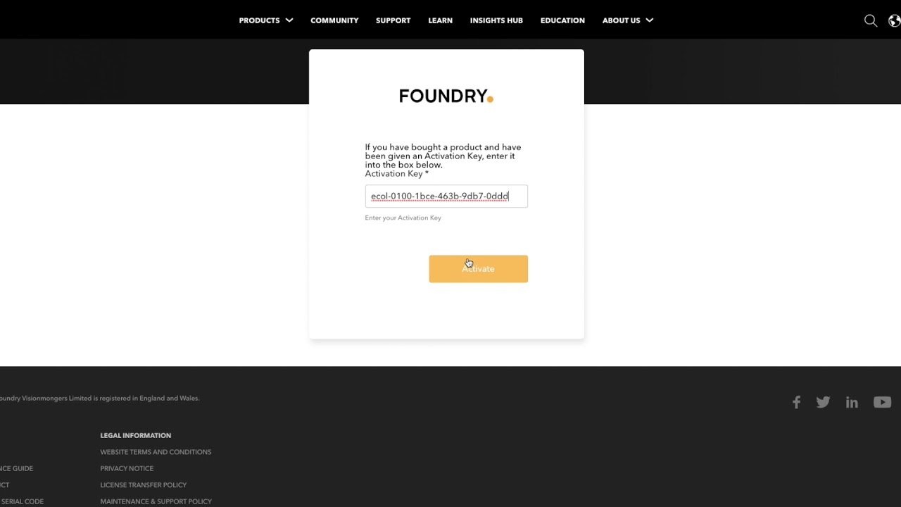 Q100259: アクティベーションキーを使用してライセンスをインストールする方法 – Foundry