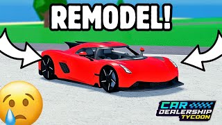 🔥Koenigsegg REMODEL in Car Dealership Tycoon! #cardealershiptycoon #roblox