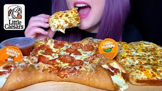 ASMR LITTLE CAESARS MUKBANG (NO TALKING) *NEW* CRAZY CALZONY PEPPERONI PIZZA   ZESTY CHEESE BREAD