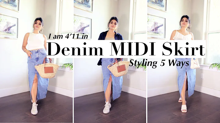 Denim Maxi Skirt Outfit Ideas | 5 ways to style denim midi skirt