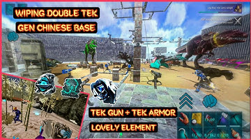[ Ark Mobile ] Raiding On Double Tek Generator Chinese Base With Tek Gun And Armor Crazy Elements 🔥