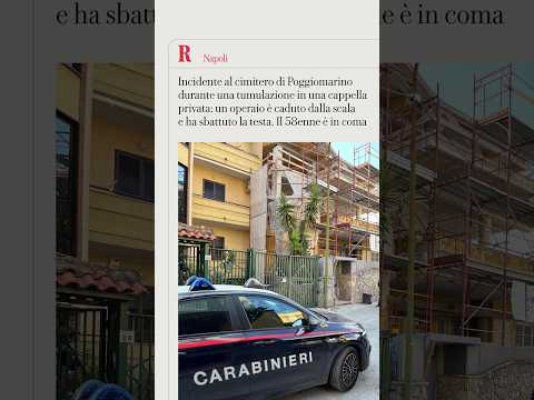 Video Cade dalla scala nel cimitero di Poggiomarino, volo di tre metri: operaio in coma