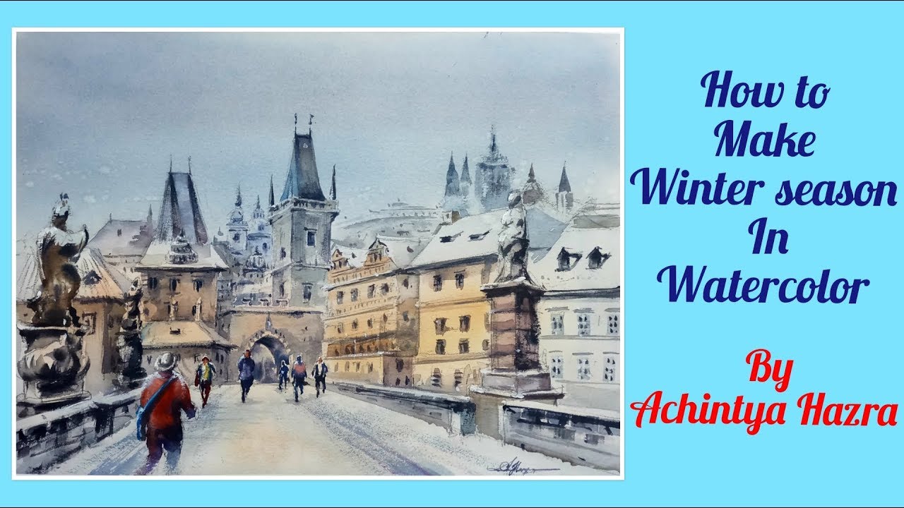 How To Make WinterSeason Painting in Watercolor, Watercolor Painting