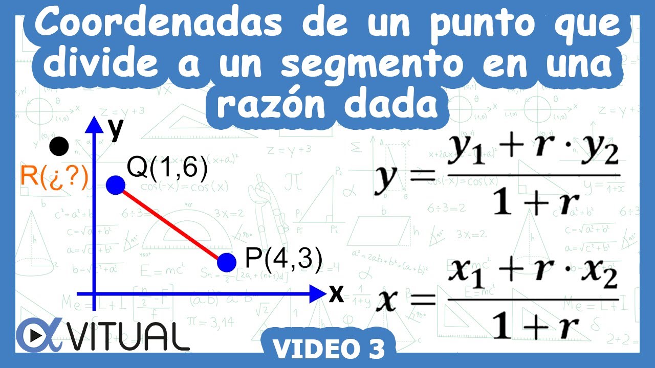 Hallar Las Coordenadas Del Punto R Que Divide Al Segmento Pq A Razon 5 A 2 Ejemplo 3 De 3 Youtube