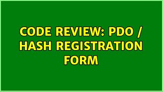 Code Review: PDO / HASH Registration form