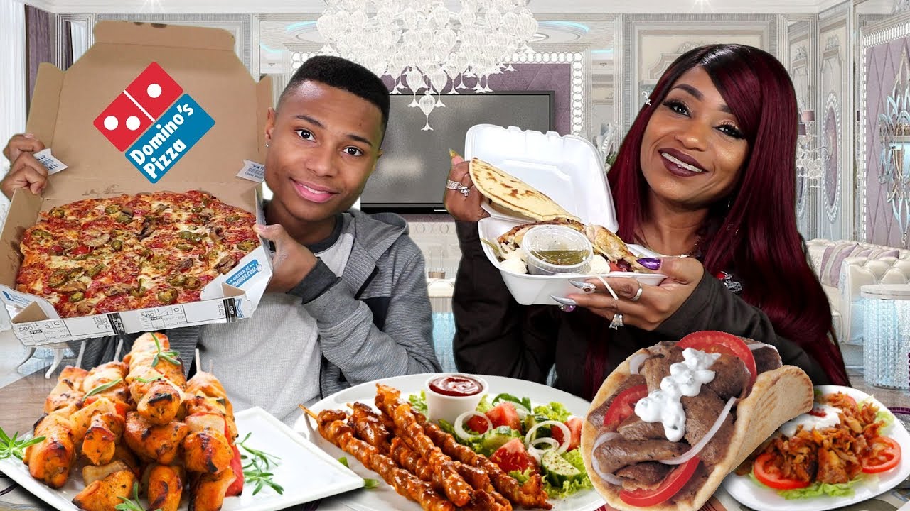 Mediterranean food & Domino's Pizza Mukbang with It's Darius