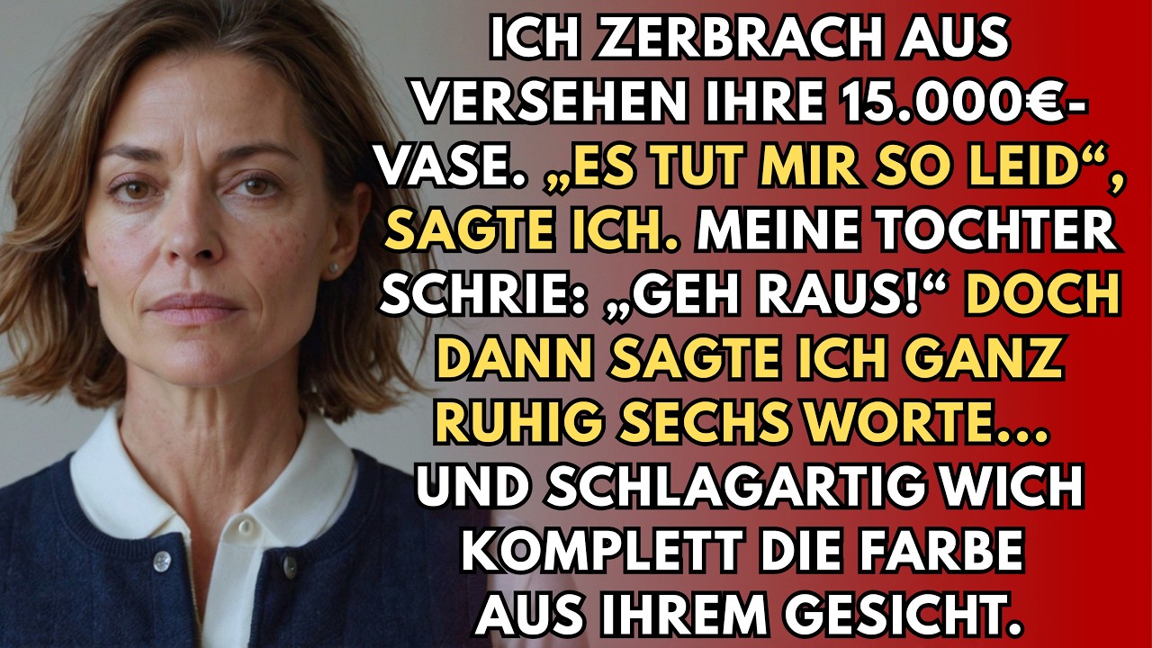 Ich wollte nur das Regal abstauben, als mir die Vase meiner Tochter aus der Hand rutschte und in tausend Stücke zersprang. Statt mich zu fragen, ob ich mir wehgetan hatte, schrie sie mich an:...