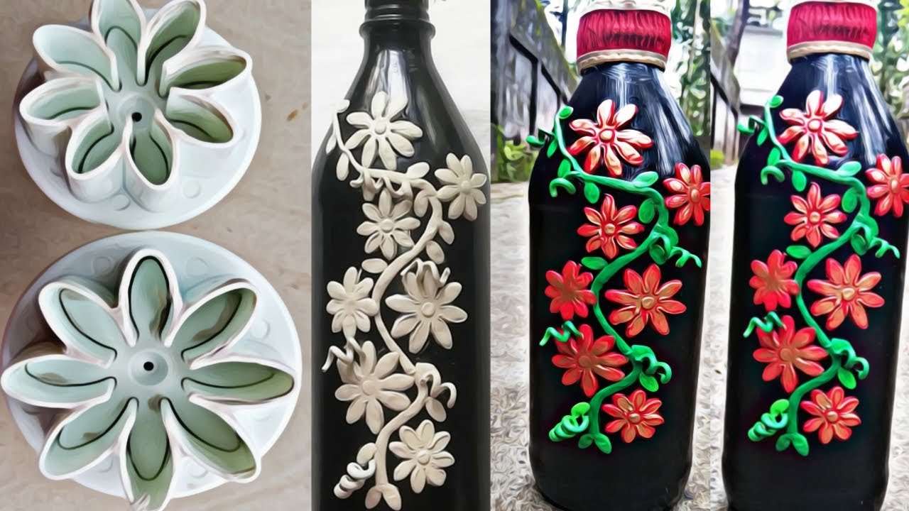 Bottle Art Using Air Hardening Clay & Clay Modeling Tool | Air Dry Clay Art | Clay Modeling Tool.