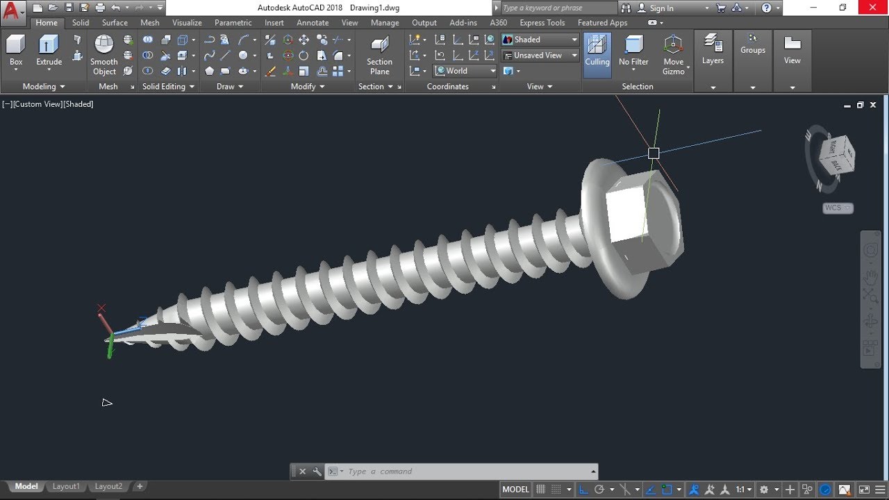 AutoCAD 3D Roofing Screw how to draw roofing screw YouTube